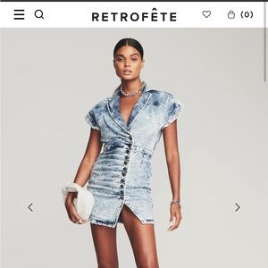 Retrofete Gia Dress Light Blue Acid Mini Denim small